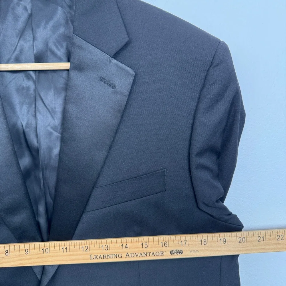 Lauren Ralph Lauren Mens Black 100% Wool Tuxedo Suit 40S Peak Lapel Suspenders